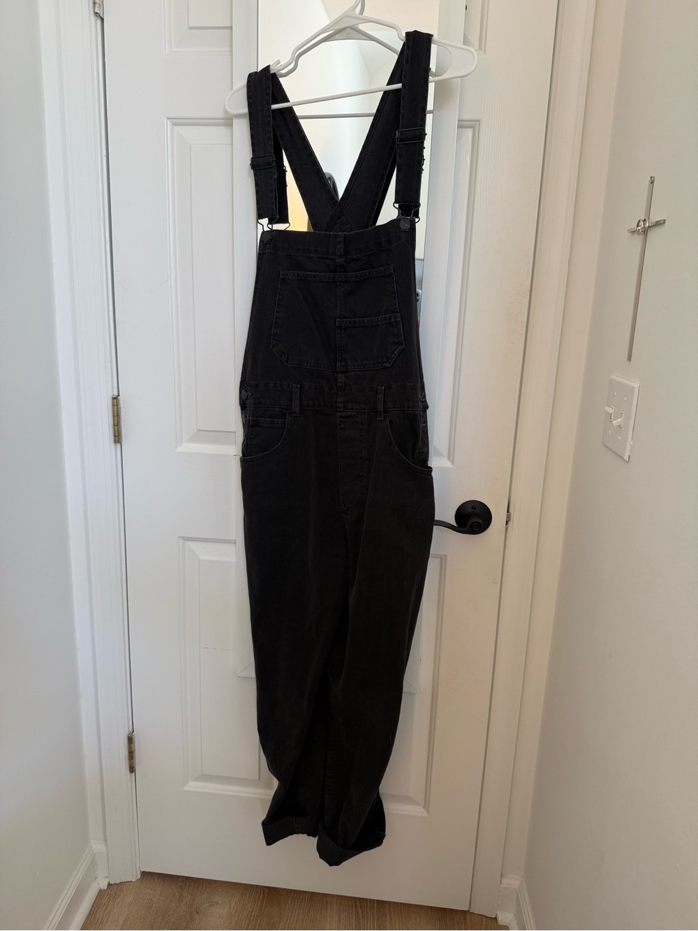 We The Free Black Denim Overalls Romper